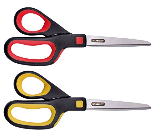 Stanley 8 Inch All-Purpose Ergonomic Scissor, Pack of 2 (SCI8EST-2PK), Assorted Colors
