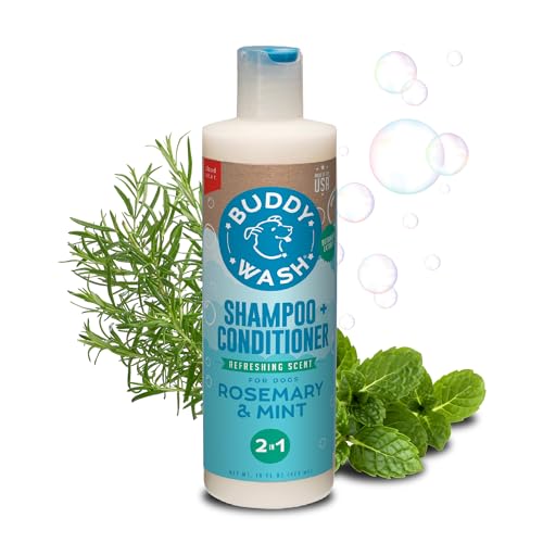 Buddy Wash 2-in-1 Dog Shampoo and Conditioner for Dog Grooming, Rosemary & Mint, 16 oz. Bottle