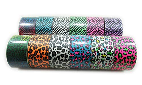 Bazic 1.88" X 5 Yard Safari/Animal Print Duct Tape, Assorted Colors, 12 Rolls