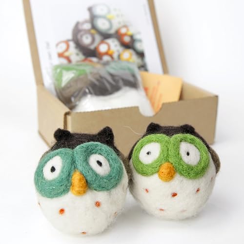 Woolbuddy Needle Felting Kit, Felting Kit, Owl, Felting Kit for Beginners Adult, Wool Felting Kit Includes Felting Supplies, Carded Felting Wool 22 Grams, 2 Needle Felting Needles, Easy and Fun Craft