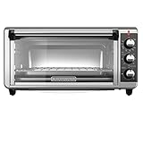 BLACK+DECKER TO3250XSBD 8-Slice Extra Wide Convection Countertop Toaster Oven, Includes Bake Pan, Broil Rack & Toasting Rack, Stainless Steel/Black