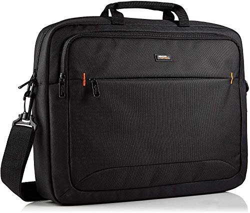 Book Cover AmazonBasics Compact Laptop Shoulder Bag Carrying case with Accessory Storage Pockets (17.3 inch - 44 cm), Black, 1-Pack