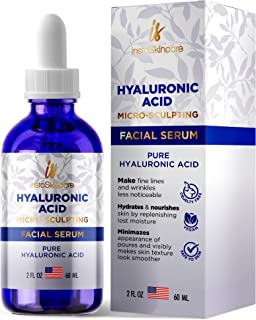 Book Cover Hyaluronic Acid Serum for Face - 100% Pure Medical Quality Face Serum Clinical Strength Formula Anti aging serum for your skin and lips (2 oz)