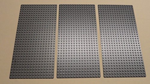 Book Cover Lego Gray Baseplates Brick Building 16x32 Dots, Set of 3, Bluish Gray