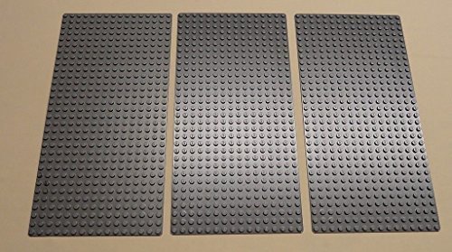 Lego Gray Baseplates Brick Building 16x32 Dots, Set of 3, Bluish Gray