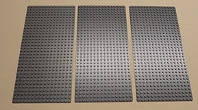 Lego Gray Baseplates Brick Building 16x32 Dots, Set of 3, Bluish Gray