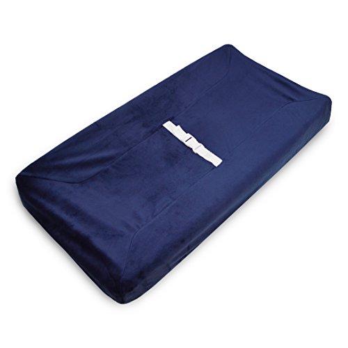 American Baby Company Heavenly Soft Chenille Contoured Changing Table Cover- Navy