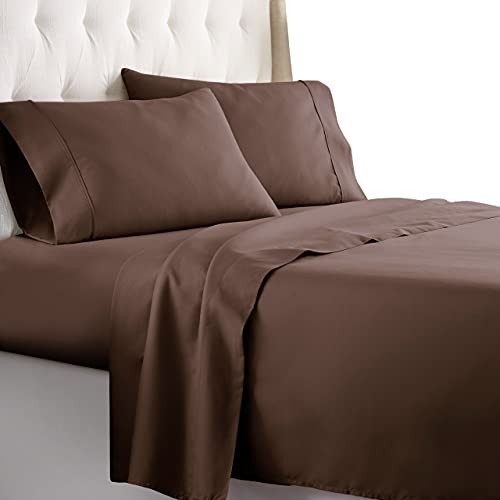 Book Cover HC Collection Queen Size Sheets Set - Bedding Sheets & Pillowcases w/ 16 inch Deep Pockets - Fade Resistant & Machine Washable - 4 Piece 1800 Series Queen Bed Sheet Sets â€“ Brown