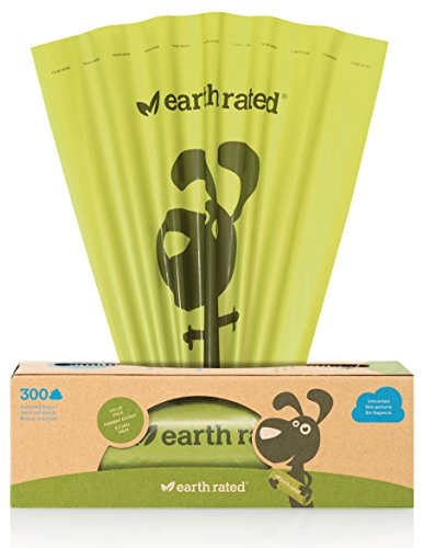 Book Cover Earth Rated Dog Poop Bags, 300 Dog Waste Bags on a Large Single Roll, Grab and Go, Guaranteed Leak-proof, Unscented, Great for Backyard Pickups, Each Poop Bag Measures 8 x 13 Inches
