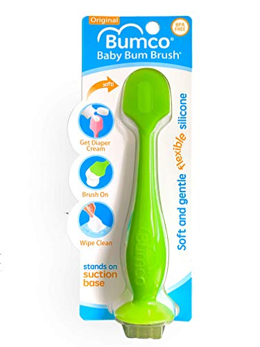 Book Cover Baby Bum Brush, Original Diaper Rash Cream Applicator, Soft Flexible Silicone, Unique Gift, [Green]