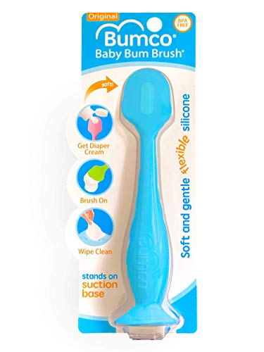Book Cover Baby Bum Brush, Original Diaper Rash Cream Applicator, Soft Flexible Silicone, Unique Gift, [Blue]