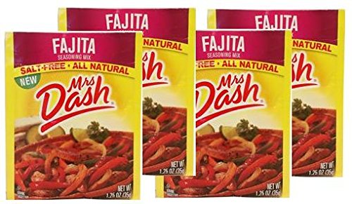 Book Cover Mrs Dash Salt Free Fajita Seasoning Mix (Pack of 4) 1.25 oz Packets