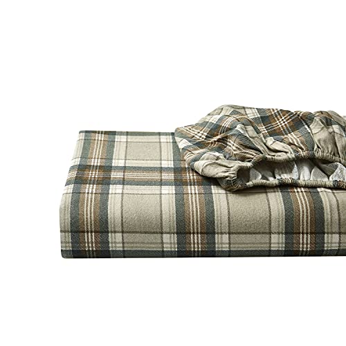 Book Cover Eddie Bauer - Flannel Collection - 100% Premium Cotton Bedding Sheet Set, Pre-Shrunk & Brushed For Extra Softness, Comfort, and Cozy Feel, Queen, Edgewood Plaid
