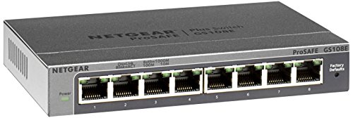 NETGEAR 8-Port Gigabit Ethernet Smart Managed Plus Switch (GS108Ev3) - Desktop, and ProSAFE Limited Lifetime Protection