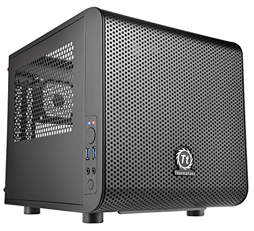 Book Cover Thermaltake Core V1 SPCC Mini ITX Cube Gaming Computer Case Chassis, Interchangeable Side Panels, Black Edition, CA-1B8-00S1WN-00