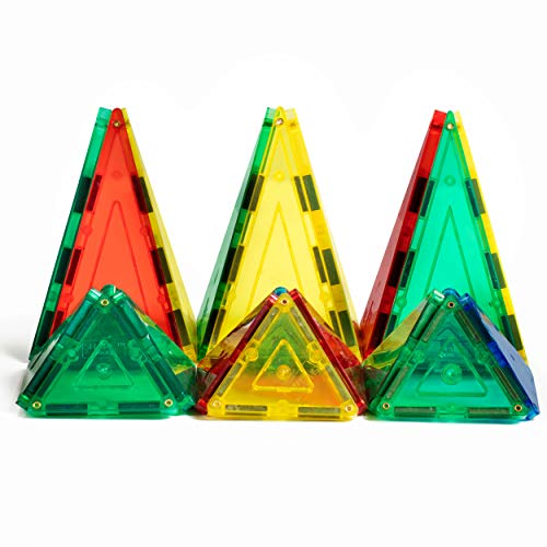 Shapemags 48 Pcs Magnet Building Tiles Magnetic Blocks - Magnetic Toys Triangle Accessories Set, Award Winning STEM Educational 3D Construction Blocks Set, Magnetic Tiles Building Set for Kids