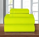 Elegant Comfort Soft 1500 Thread Count Egyptian Quality 4-Piece Sheet Wrinkle and Fade Resistant Bedding Set, Deep Pocket up to 16inch, Queen, Lime
