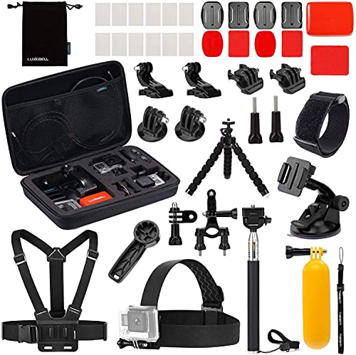 Book Cover Luxebell Action Camera Accessory Kit for GoPro Hero Black Sliver 10 9 8 7 6 5 4 Session Max Akaso Xiaomi Accessories Tripod Head Chest Bike Mount with Case