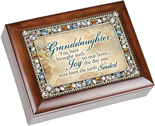 Granddaughter You Have Brought Such Joy Jeweled Musical Music Jewelry Box with Dark Wood Finish Plays What A Wonderful World
