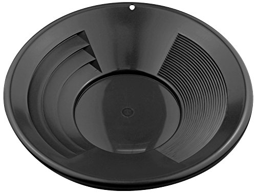 SE 14 Inch Gold Panning Pan - Dual Riffles for Easier Mining and Prospecting, Black