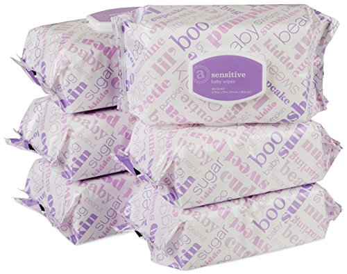 Amazon Elements Baby Wipes, Sensitive, 480 Count, Flip-Top Packs