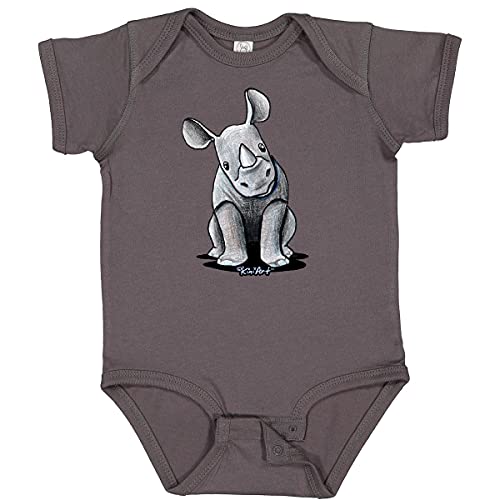 inktastic Curious Rhinos Baby Bodysuit Newborn Charcoal Grey - KiniArt Cae0