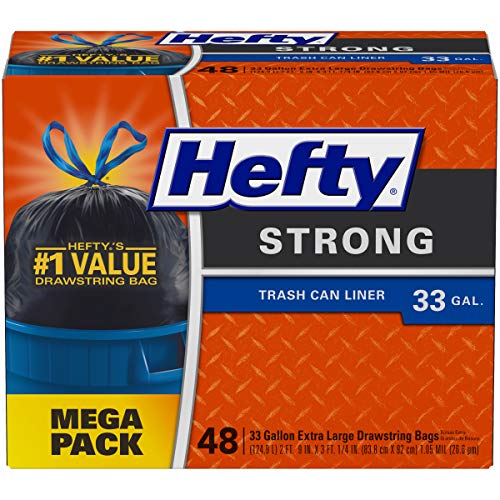 Book Cover Hefty Strong Large Trash Bags, 33 Gallon, 48 Count