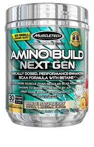 BCAA Amino Acids + Electrolyte Powder | MuscleTech Amino Build | 7g of BCAAs + Electrolytes | Support Muscle Recovery, Build Lean Muscle & Boost Endurance | White Raspberry (30 Servings)