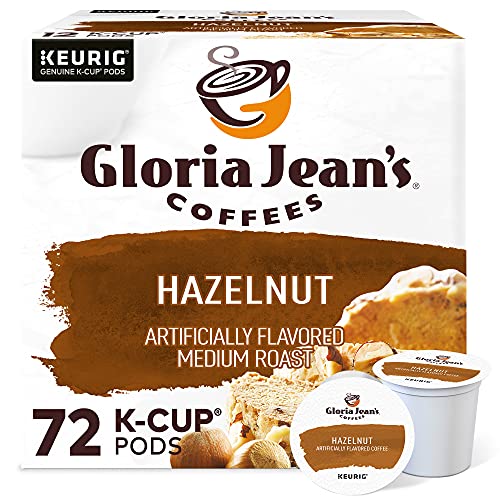 Book Cover Gloria Jean's Coffees Hazelnut, Single-Serve Keurig K-Cup Pods, Flavored Medium Roast Coffee, 72 Count