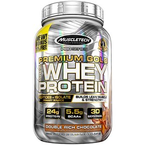 MuscleTech Premium Gold 100% Whey Protein Powder, Ultra Fast Absorbing Whey Peptides & Whey Protein Isolate, Double Rich Chocolate, 35.6 Ounce