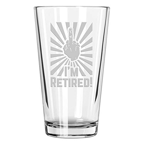 Retirement Gift Celebration Glass, Drinking Glass for Men, Funny Beer Glasses for Retired Adult Men - “I’m Retired!” Pint Glass