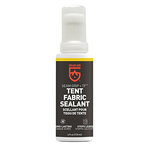 GEAR AID Seam Grip TF Tent Fabric Sealer for Waterproofing and Restoring Polyurethane Coating (PU) on Nylon Tent Floors, Rainflies and Tarps, Treats up to 85 sq. ft, Clear, 4 fl oz, 1 Pack