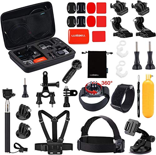 Luxebell Outdoor Sports Camera Accessories Kit for GoPro Hero 9 8 7 6 5 Session Max 4 3 Sliver Fusion Dji Osmo Sjcam SJ4000 SJ5000 DBPOWER AKASO Apeman Xiaomi Yi