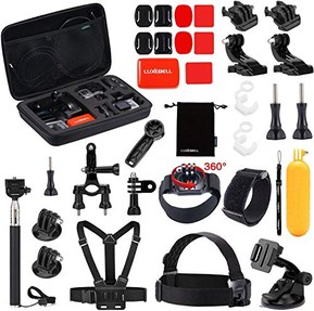 Luxebell Outdoor Sports Camera Accessories Kit for GoPro Hero 9 8 7 6 5 Session Max 4 3 Sliver Fusion Dji Osmo Sjcam SJ4000 SJ5000 DBPOWER AKASO Apeman Xiaomi Yi