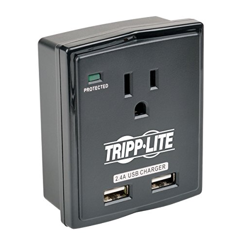 Tripp Lite 1 Outlet Surge Protector Power Strip, Direct Plug-In, 2 USB Charging Ports, 1080 Joules, $5K Insurance & Lifetime Warranty (SK10USB)