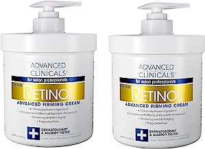 Advanced Clinicals Retinol Cream. Spa Size for Salon Professionals. Moisturizing Formula Penetrates Skin to Erase the Appearance of Fine Lines & Wrinkles. Fragrance Free. (Two - 16oz)