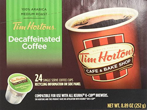 Book Cover Tim Hortons Decaffeinated Single Serve Coffee Cups, 96 Count (Packaging May Vary)