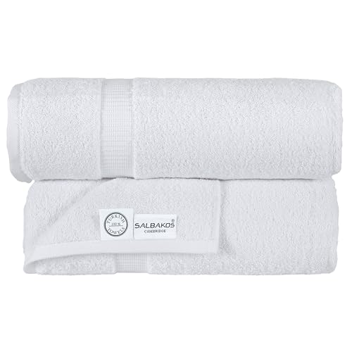 SALBAKOS Turkish Luxury Hotel and Spa Turkish Cotton, Organic, Eco-Friendly Bath Sheet (Set of 2) Bath Sheets 35"x70"- Qty 2 White