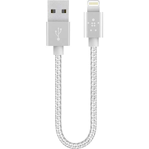 Belkin Metallic Lightning to USB Cable - MFi-Certified iPhone Charging Cable for iPhone Xs, XS Max, XR, X, 8/8 Plus and More (6-inches), Silver