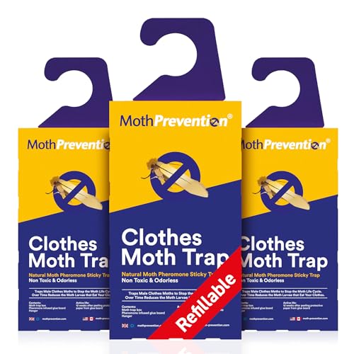 MOTH TRAP FOR CLOTHES MOTHS | 3-Pack | Refillable, Odor-free & Natural from MothPrevention