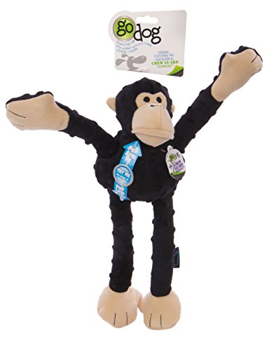 goDog Crazy Tugs Monkey with Chew Guard, Large, Black