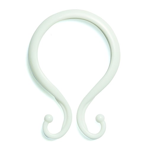 Book Cover Kenney White Double Shower Curtain Hooks, White, 12-Pack