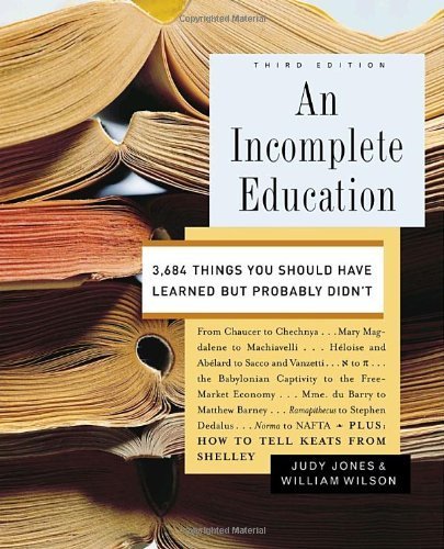 An Incomplete Education: 3,684 Things You Should Have Learned But Probably Didn't by Jones, Judy, Wilson, William (2006) Hardcover