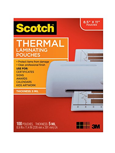 Book Cover Scotch Thermal Laminating Pouches, 8.9 x 11.4-Inches, 5 mil thick, 100-Pack (TP5854-100),Clear
