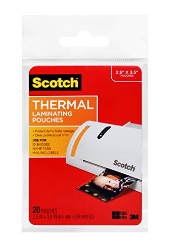Scotch Thermal Laminating Pouches, 2.5 x 3.5-Inches, Wallet Size, 20-Pack (TP5904-20)