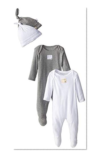Book Cover Burt's Bees Baby Baby Unisex's 2-Pack Romper and Hat Sets, One Piece Jumpsuits, 100% Organic Cotton, Heather Grey, 0-3 Months