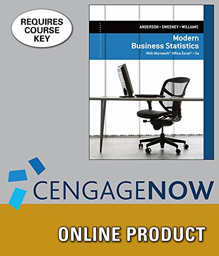 CengageNOW for Anderson/Sweeney/Williams' Modern Business Statistics with Microsoft Excel, 5th Edition