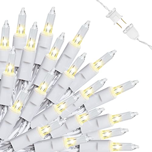 Book Cover LIDORE Clear Christmas Light White Wire String Light 21FT 100 Count Bright Xmas Tree Indoor Outdoor String Light for Easter Wedding House Party Garden Yard Decor (White, 1 Pack)