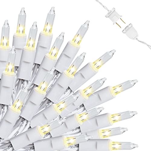 LIDORE Clear Christmas Light White Wire String Light 21FT 100 Count Bright Xmas Tree Indoor Outdoor String Light for Easter Wedding House Party Garden Yard Decor (White, 1 Pack)