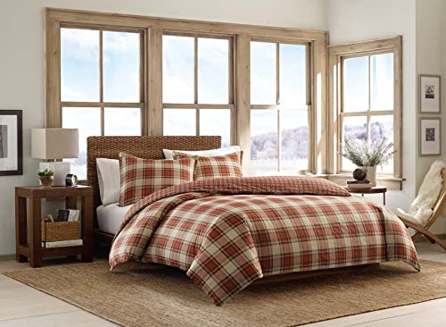 Book Cover Eddie Bauer | Edgewood Collection | Duvet Cover Set - 100% Cotton, Reversible Bedding with Matching Sham, Pre-Shrunk & Brushed For Extra Softness, Twin, Red